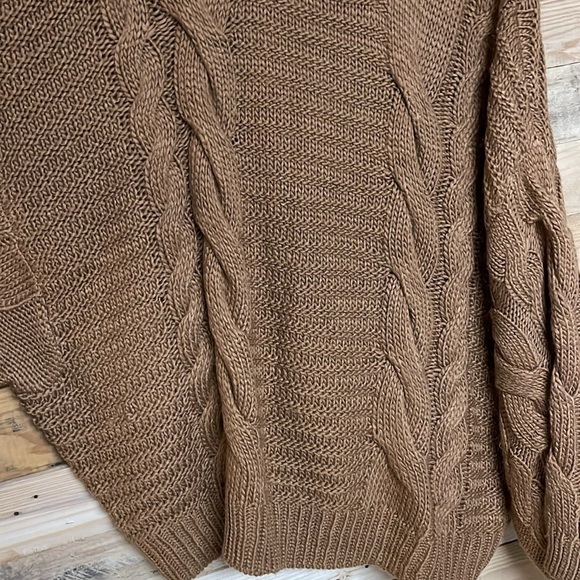 Zenana size XL mocha color cable knit mock neck wide sleeve sweater - Picture 4 of 7